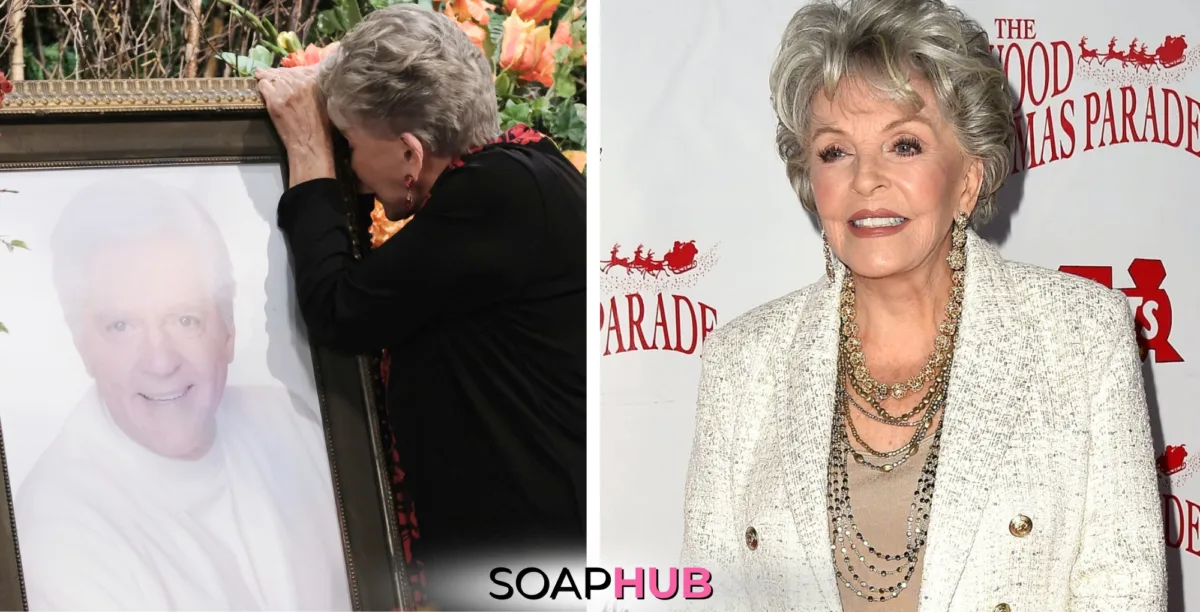 Days of Our Lives' Susan Seaforth Hayes with the Soap Hub logo across the bottom.