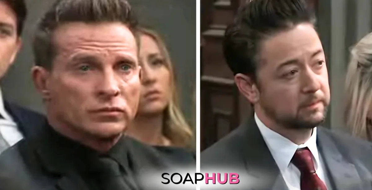 Jason and Spinelli on General Hospital with the Soap Hub logo across the bottom.