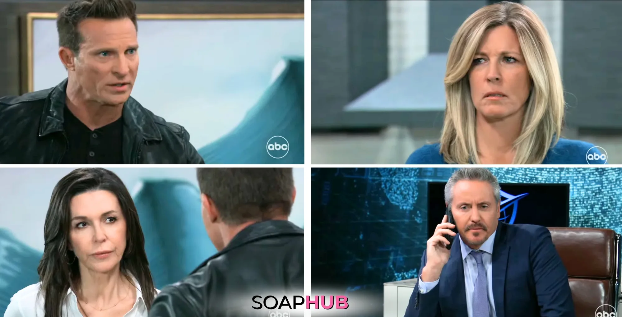 Jason, Carly, Anna, and Brennan on the December 5, 2024 episode of General Hospital with the Soap Hub logo across the bottom.