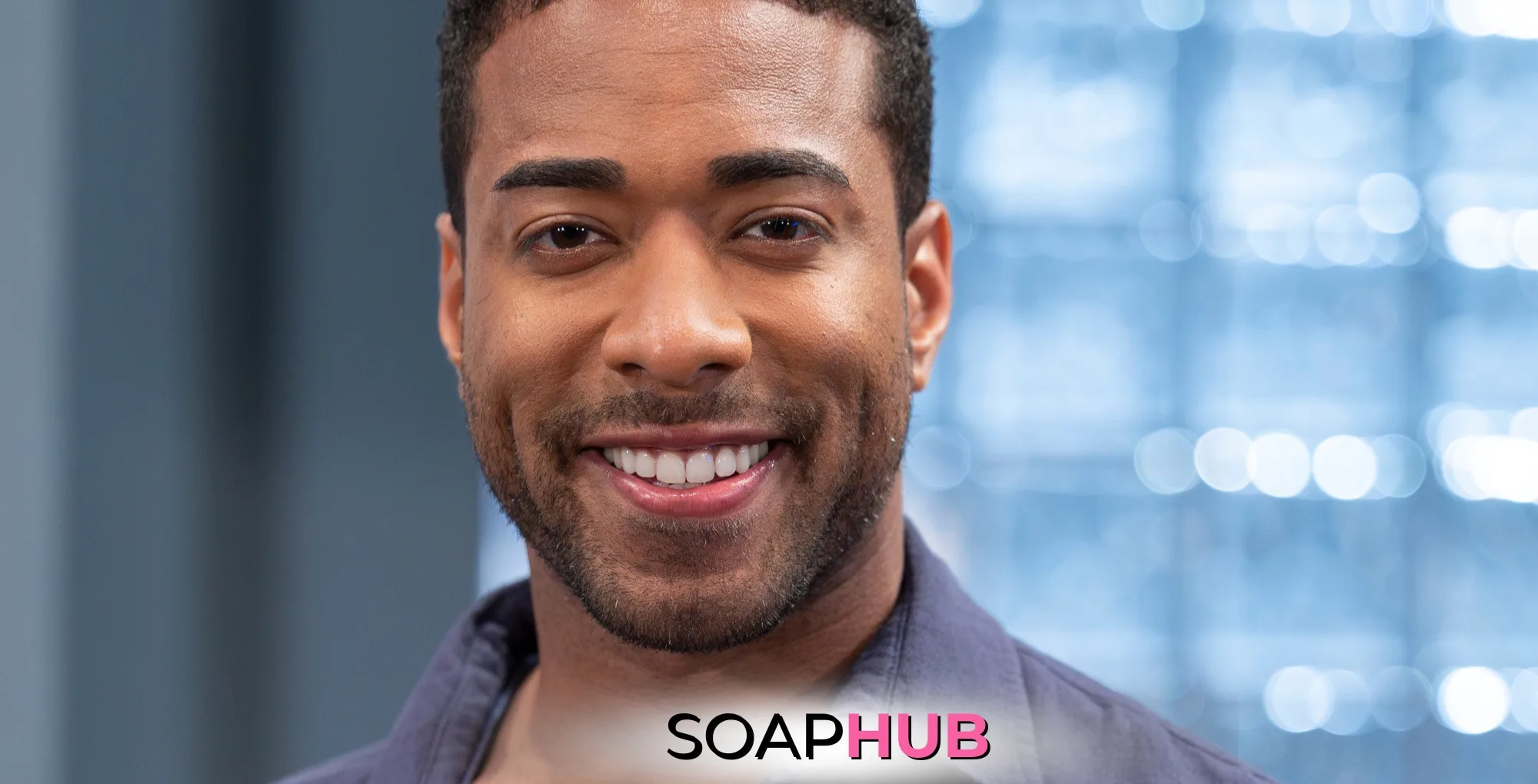 General Hospital's Sawandi Wilson, with Soap Hub logo