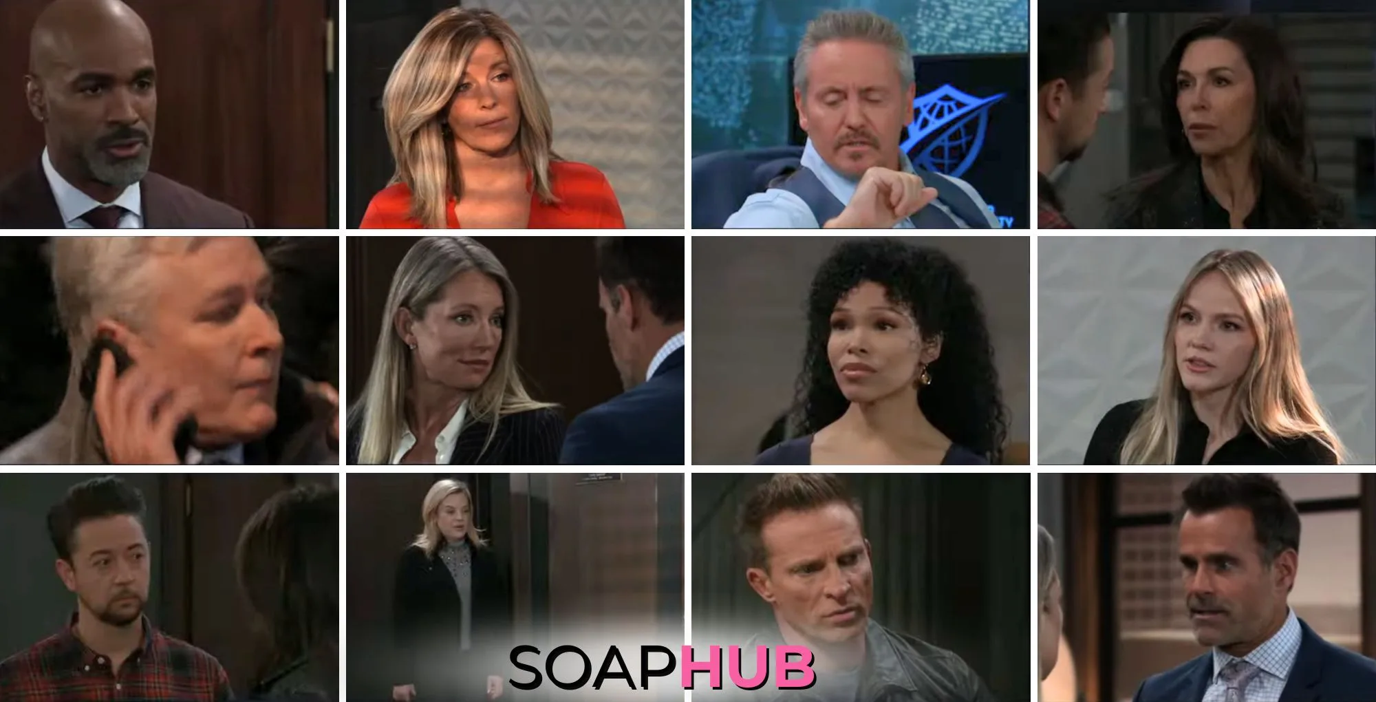 The cast of General Hospital with the Soap Hub logo across the bottom.