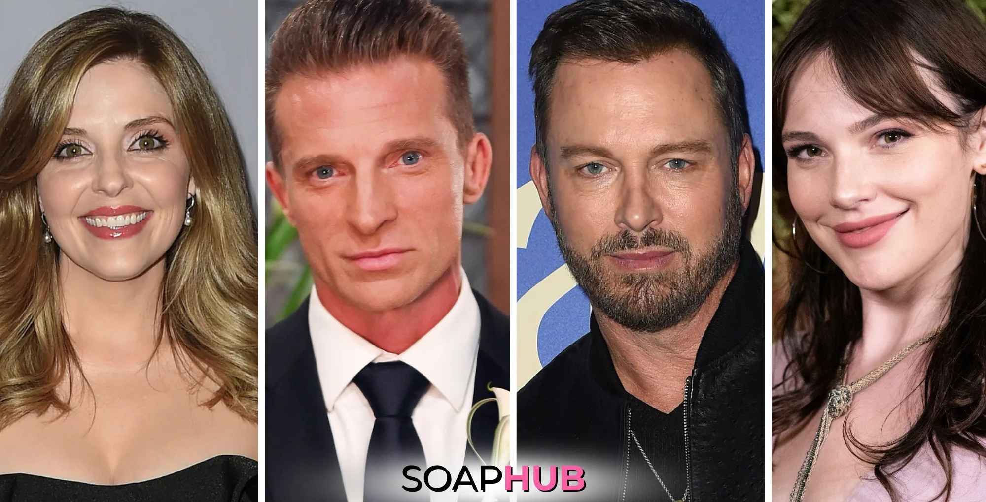 Jen Lilley, Steve Burton, Eric Martsolf, and Cait Fairbanks with the Soap Hub logo across the bottom.