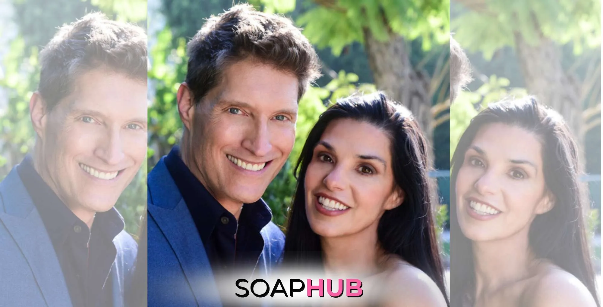 Bold and the Beautiful's Sean Kanan and wife Michele with the Soap Hub logo.