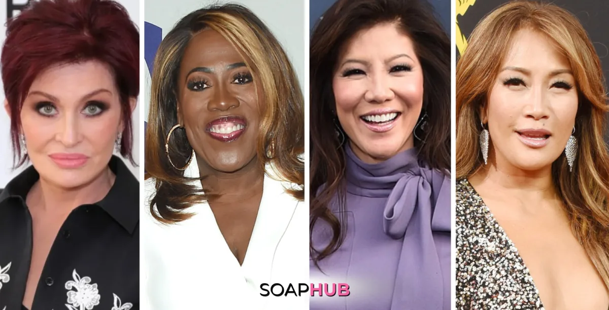 The Talk Sharon Osbourne, Sheryl Underwood, Julie Chen Moonves, and Carrie Ann Inaba with the Soap Hub logo.