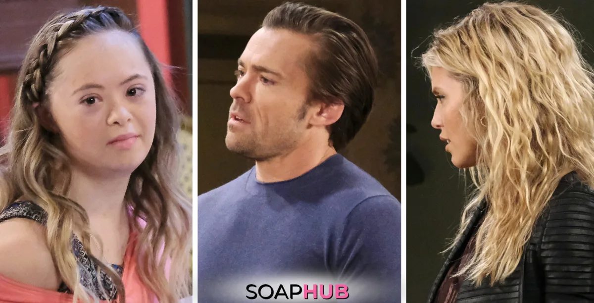 Days Of Our Lives Spoilers for the week of December16-20, 2024, featuring Felicity, Philip, and Cat, with the Soap Hub Logo