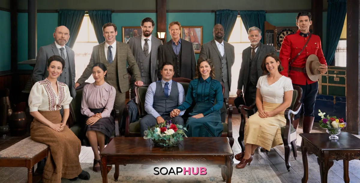 When Calls the Heart cast with the Soap Hub logo.