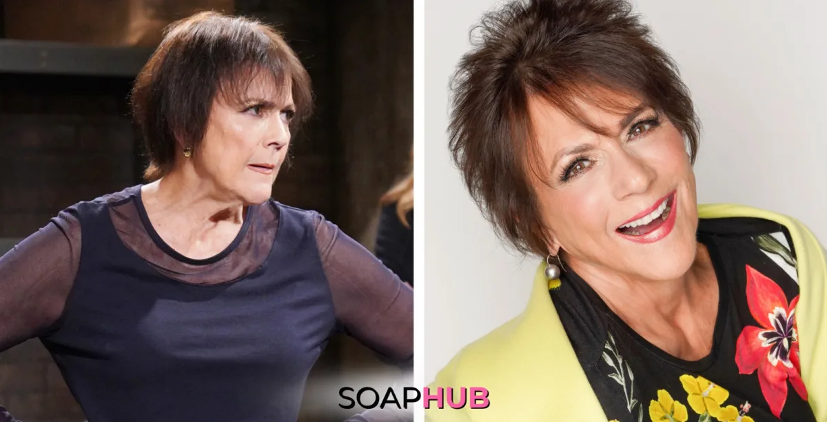 The Young and the Restless character Jordan, and actress Colleen Zenk; with the Soap Hub logo.