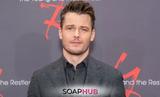 Young and the Restless Michael Mealor with the Soap Hub logo.