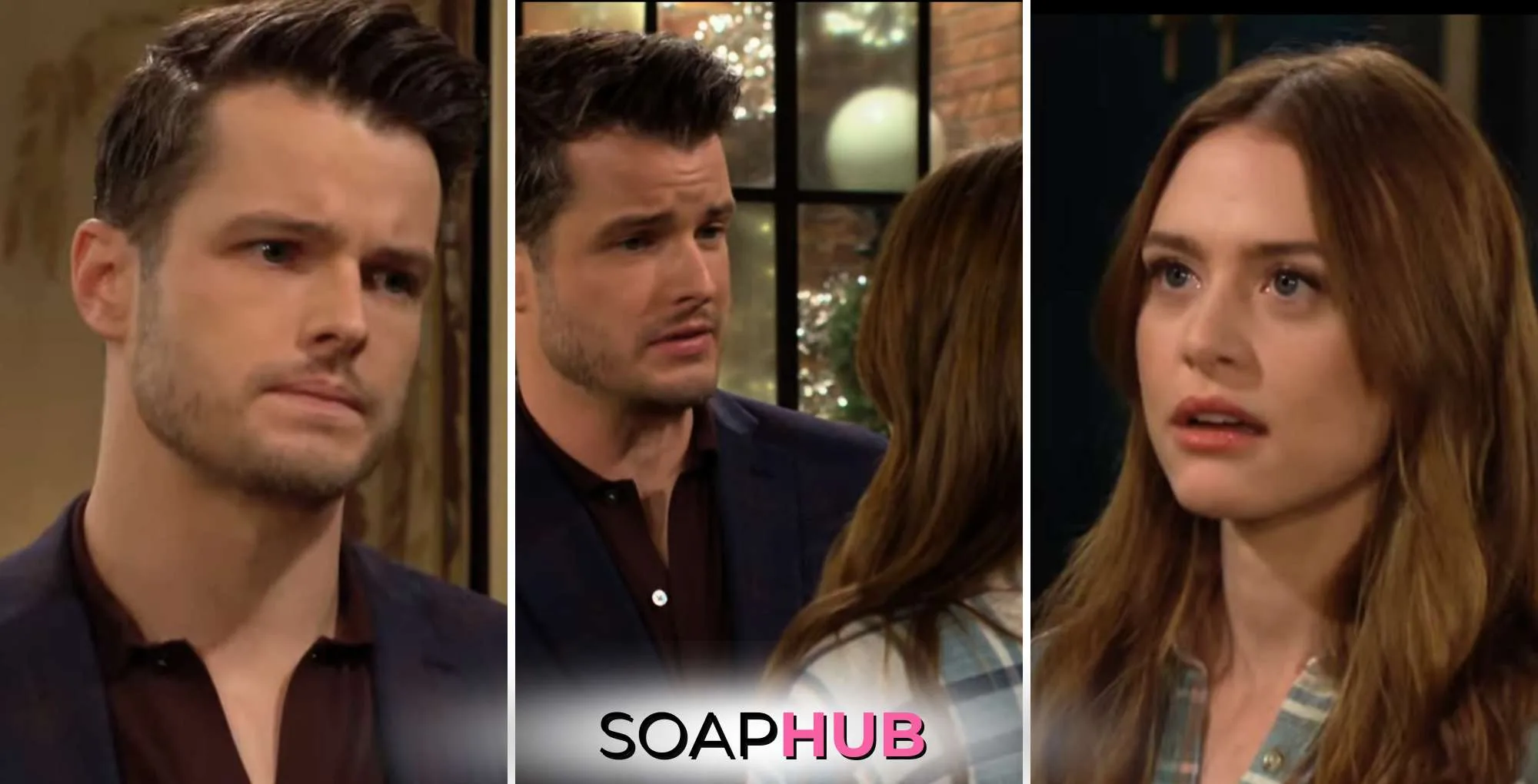 Young and the Restless December 9 Kyle, Claire, and the Soap Hub logo.