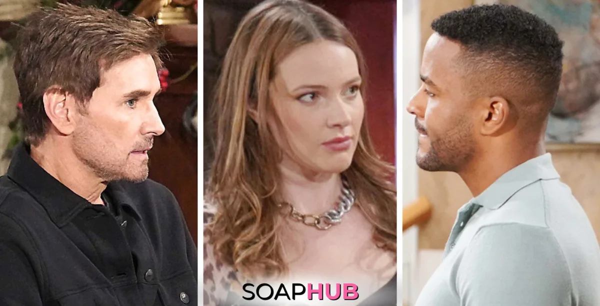 Weekly Young and the Restless Recap December 23-27: Cole, Tessa, and Nate with the Soap Hub logo.