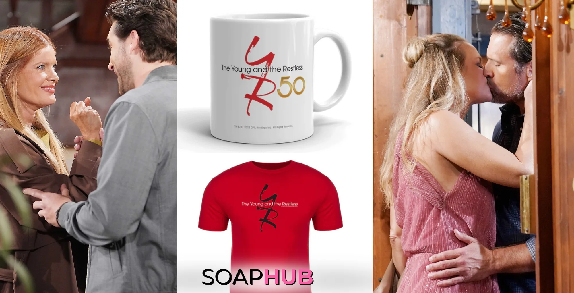 Young and the Restless Phick, Shick, and merchandise with the Soap Hub logo.