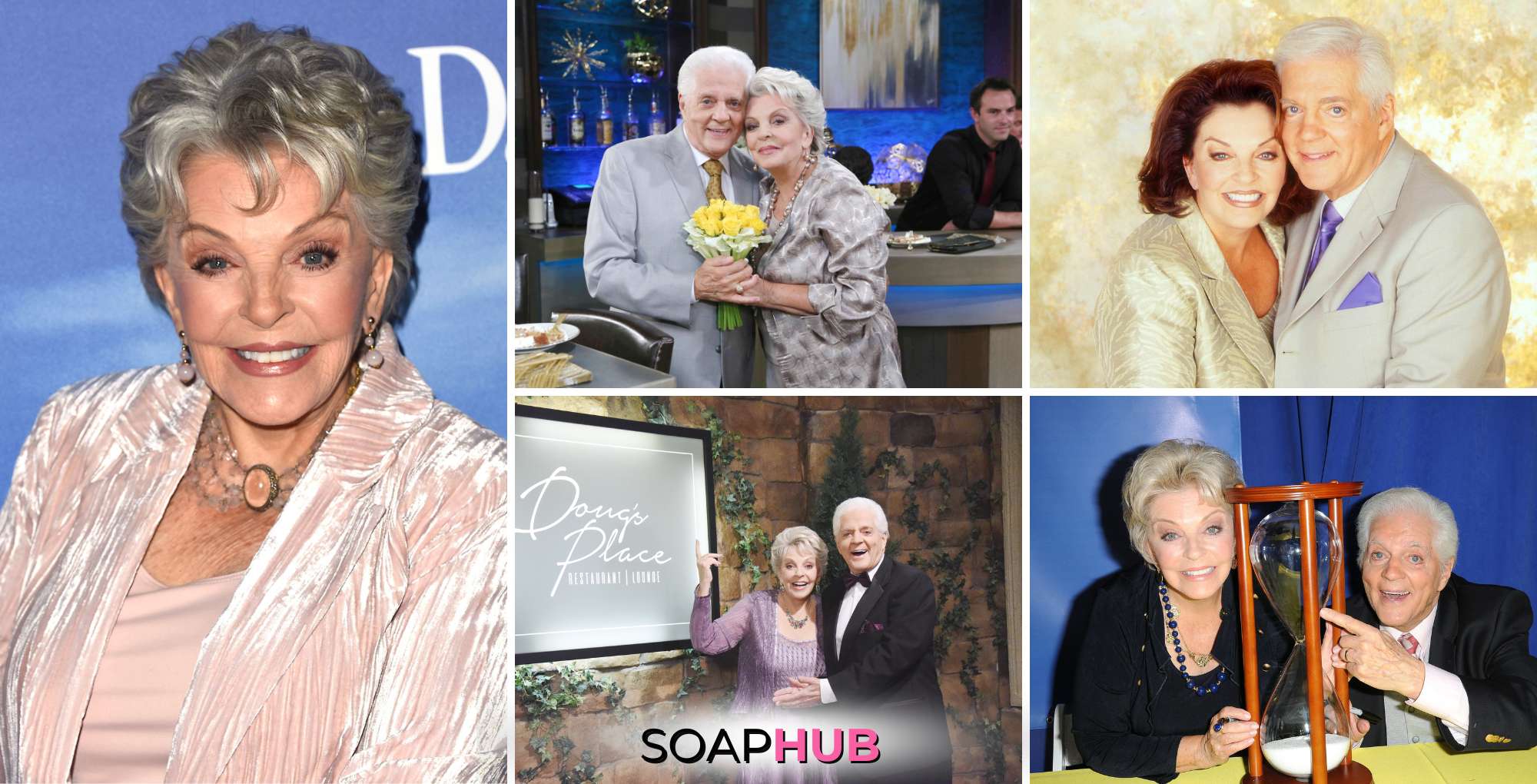 Days of our Lives Susan Seaforth Hayes and Bill Hayes with the Soap Hub logo.