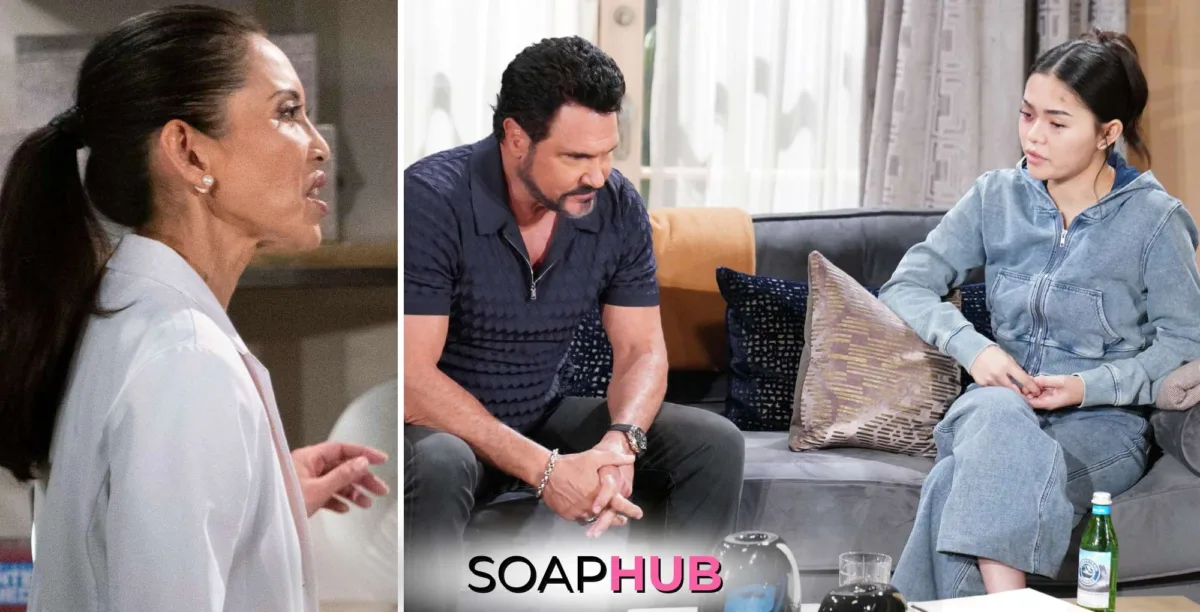 Bold and the Beautiful Recap January 23 Li, Luna, and Bill with the Soap Hub logo.