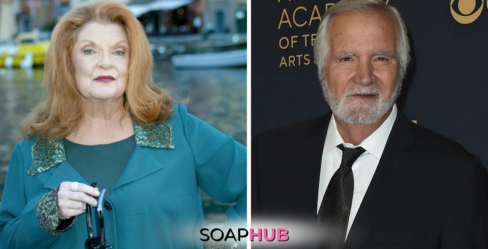 The Bold and the Beautiful's Darlene Conley and John McCook with the Soap Hub logo across the bottom.