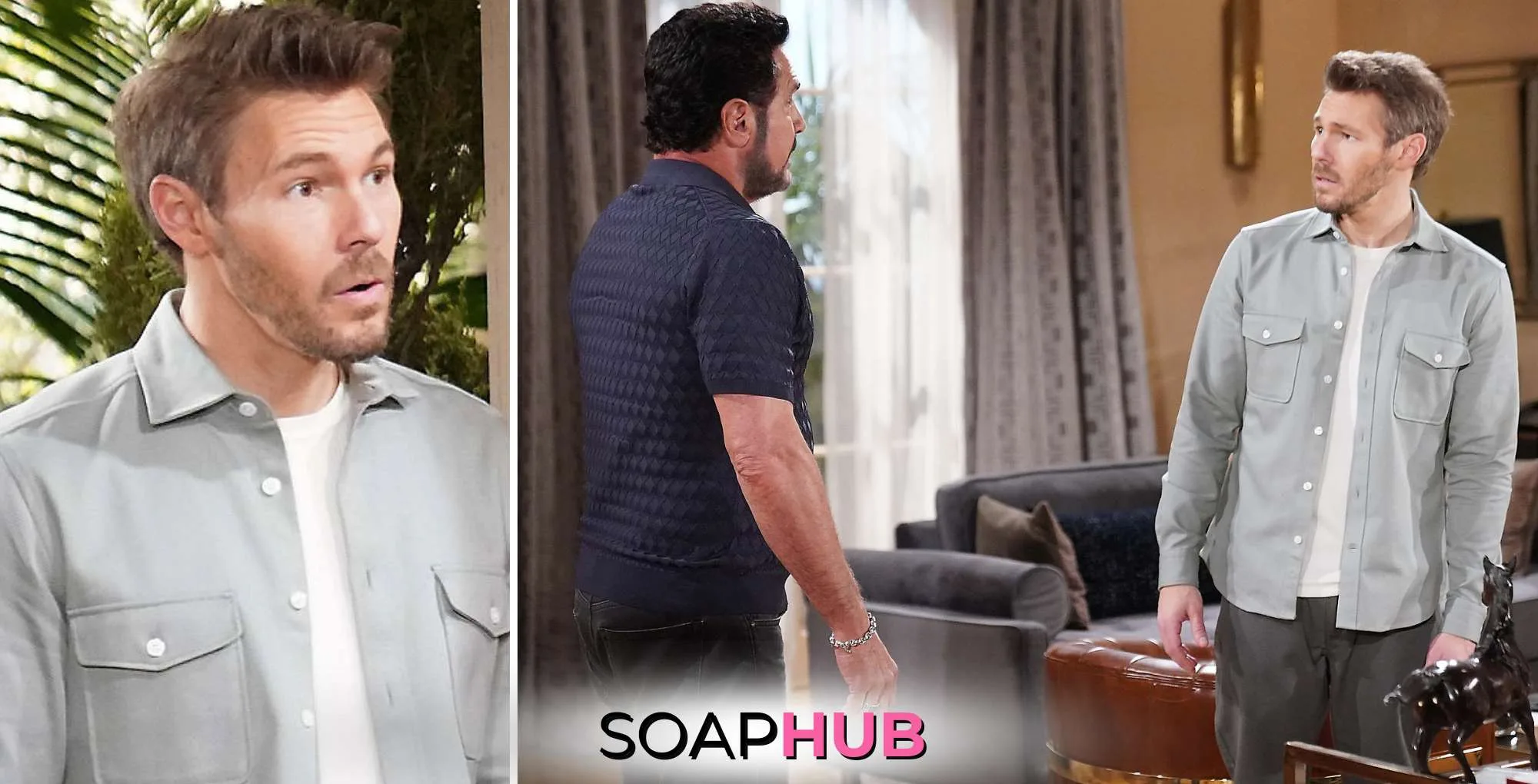 Bold and the Beautiful Recap January 21 Liam and Bill with the Soap Hub logo.