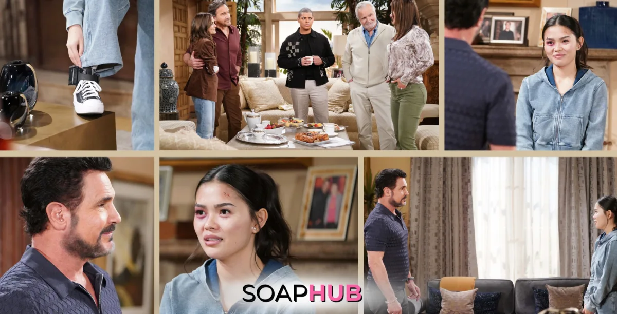 Bold and the Beautiful Spoilers Preview January 13 with the Soap Hub logo.