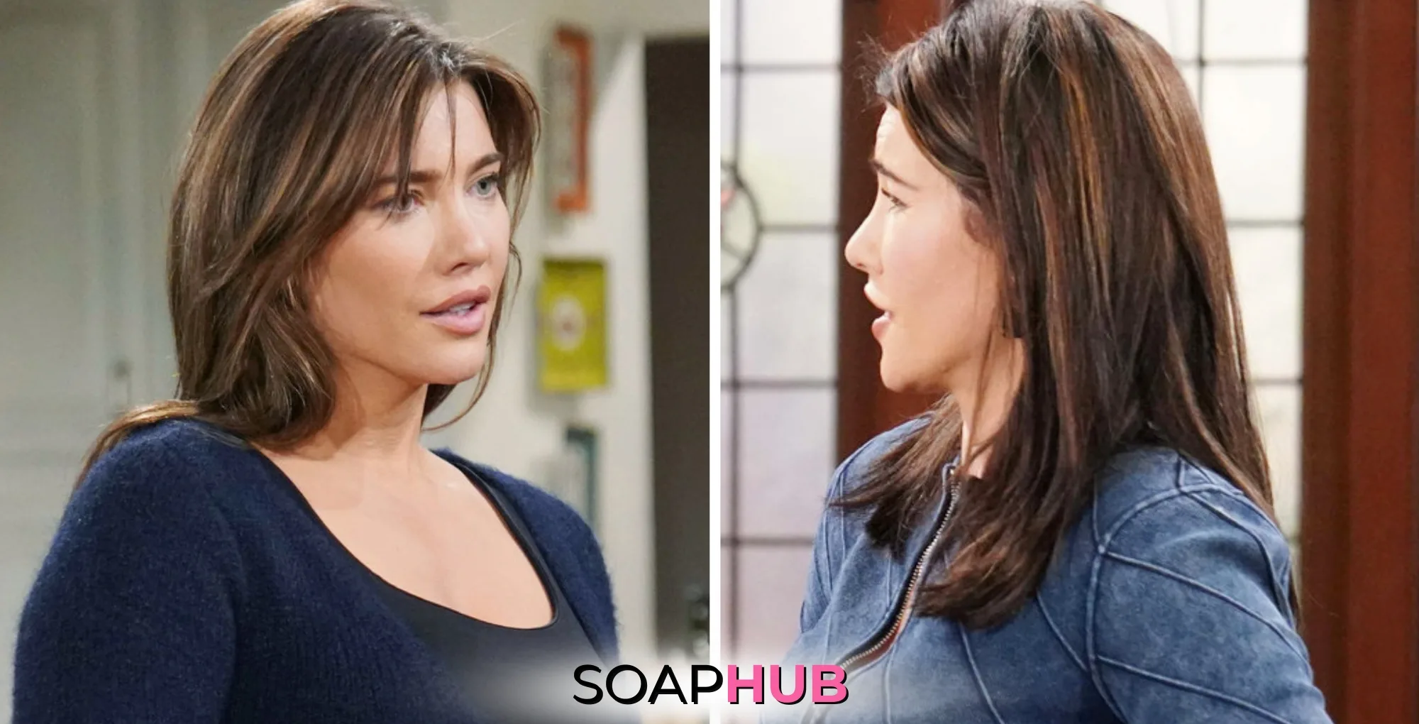 Bold and the Beautiful Steffy with the Soap Hub logo.