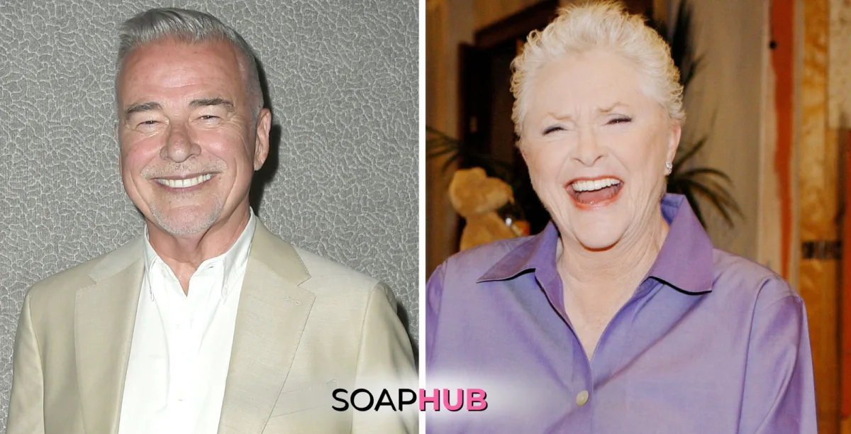 The Bold and the Beautiful alums Ian Buchanan and Susan Flannery with the Soap Hub logo across the bottom.