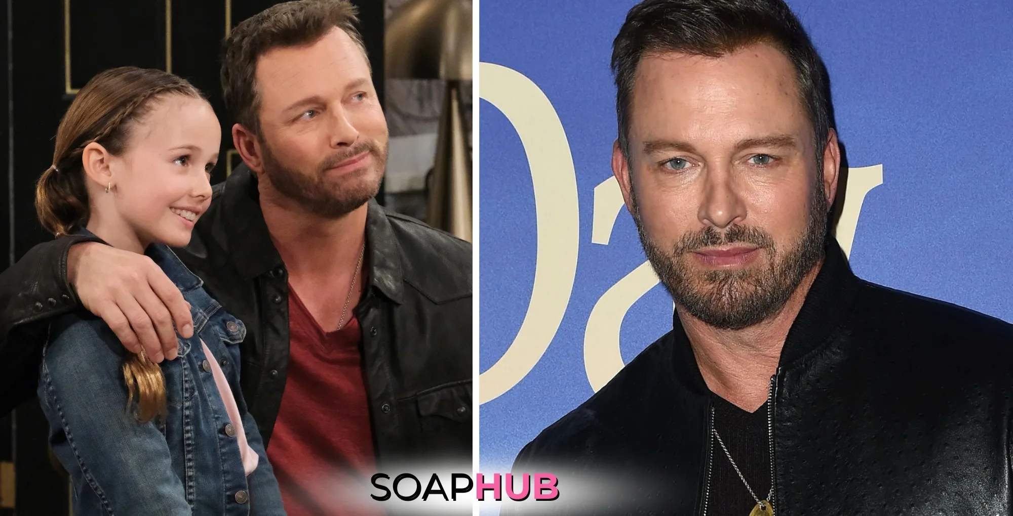 Days of our Lives Rachel and Brady and Eric Martsolf with the Soap Hub logo.