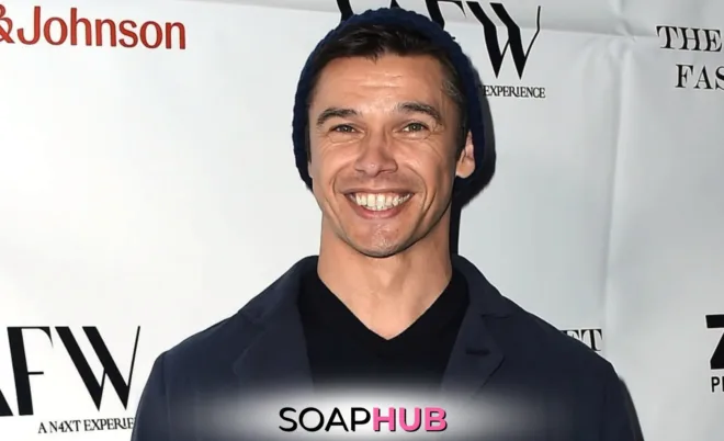 Days of Our Lives' Paul Telfer with the Soap Hub logo across the bottom.