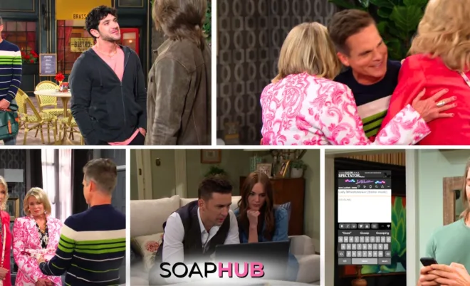 A collage of the Tuesday, January 7 episode of Days of Our Lives, with Soap Hub Logo.