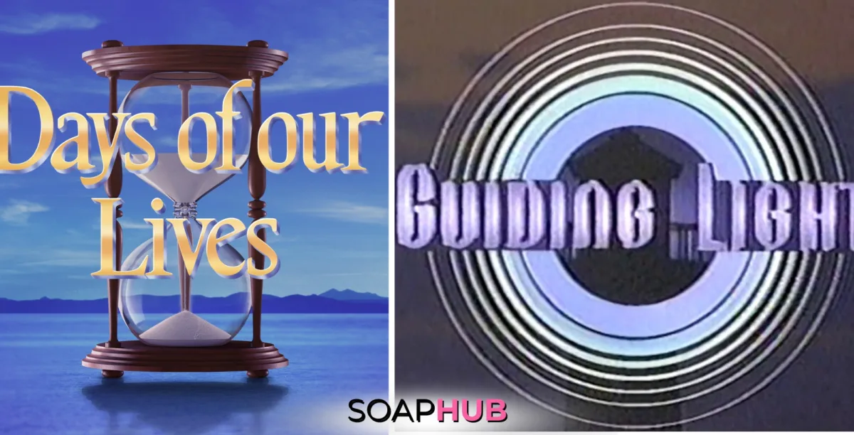 The Days of Our Lives and Guiding Light logos with the Soap Hub logo across the bottom.