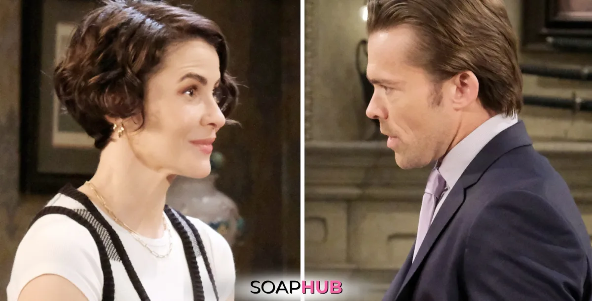 Days of our Lives Spoilers January 15: Sarah and Philip with the Soap Hub logo.