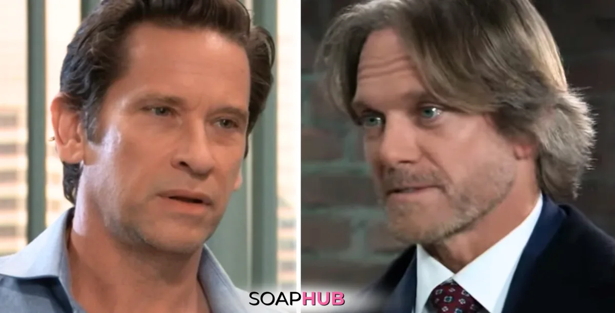 General Hospital Austin and John with the Soap Hub logo