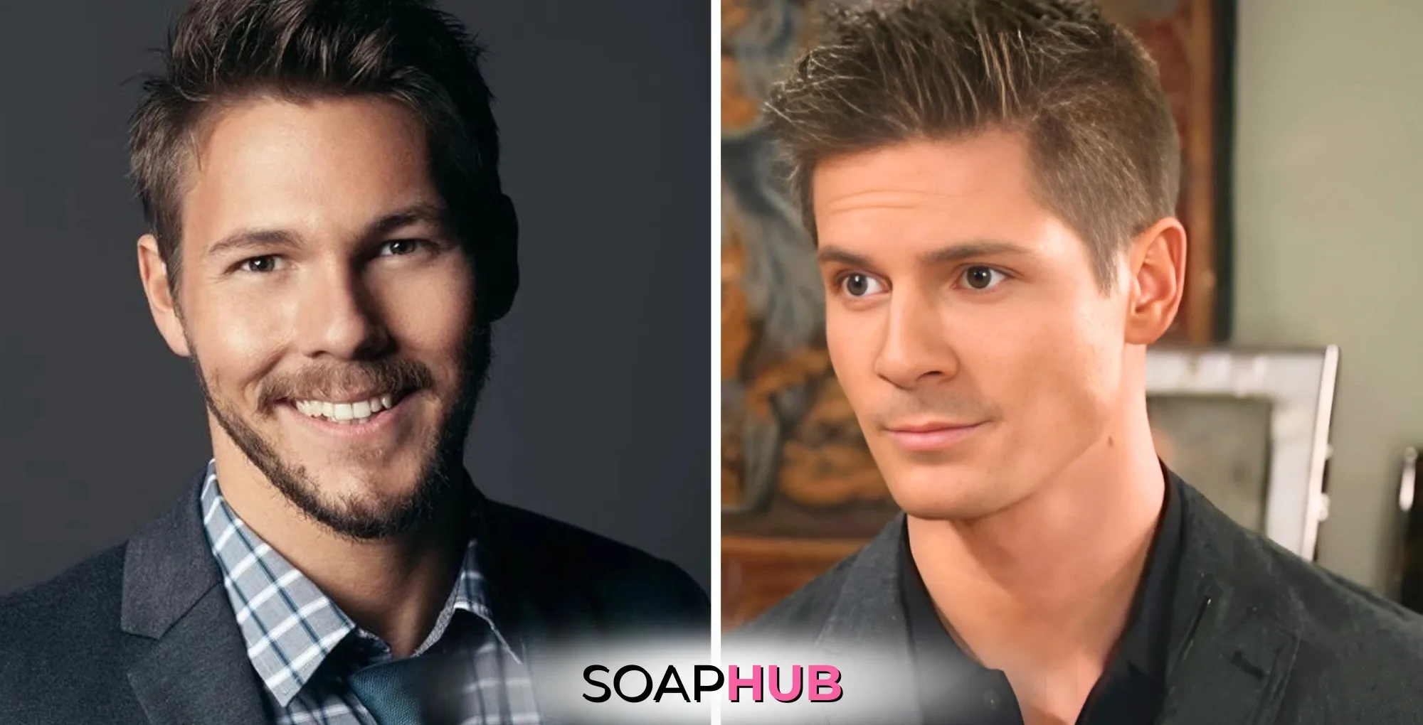 General Hospital alums Scott Clifton and Robert Palmer Watkins with the Soap Hub logo across the bottom.