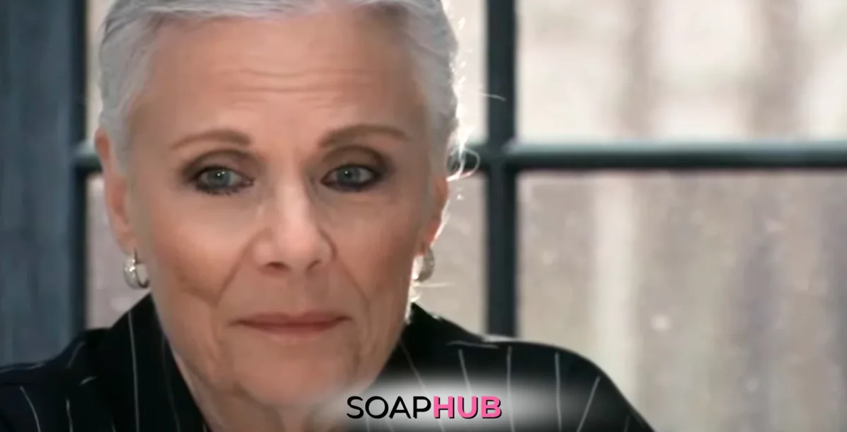 Tracy on the January 13, 2025 episode of General Hospital with the Soap Hub logo across the bottom.