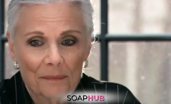 Tracy on the January 13, 2025 episode of General Hospital with the Soap Hub logo across the bottom.