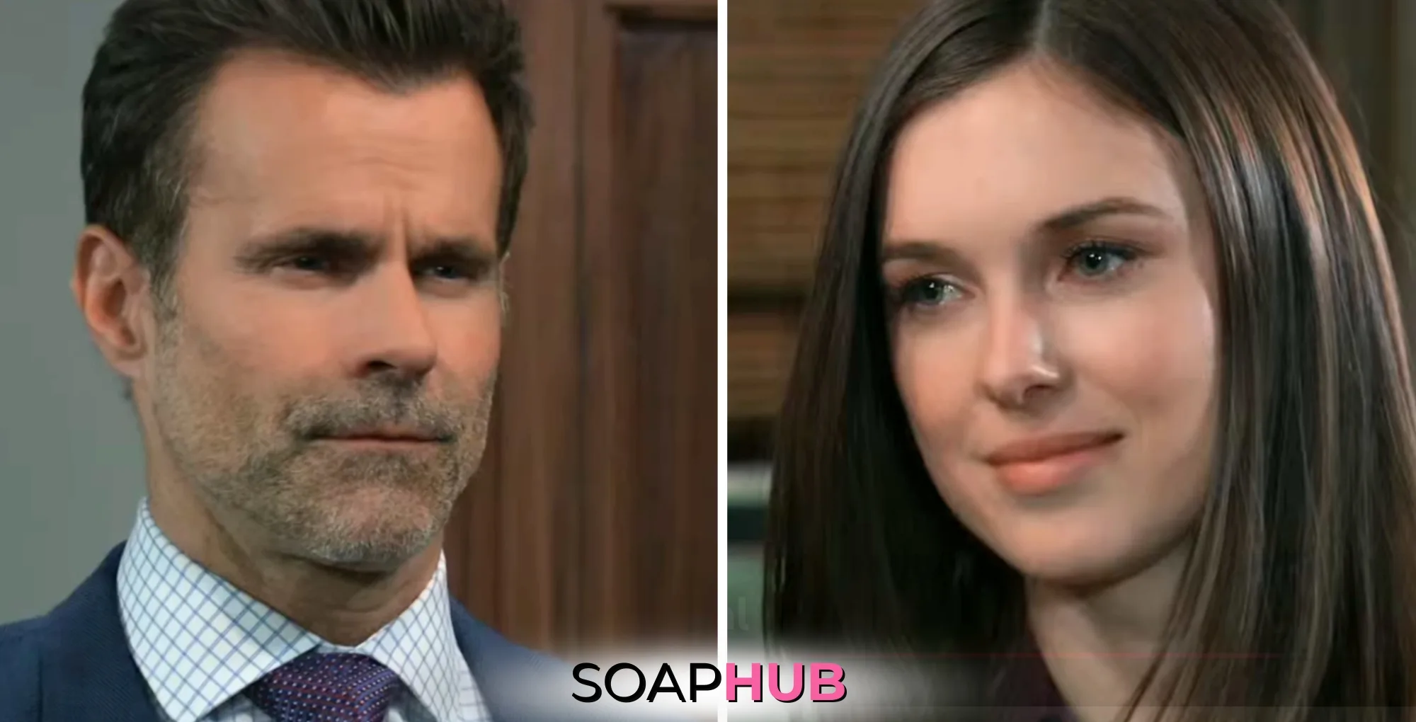 Drew and Willow on the January 24, 2025 episode of General Hospital with the Soap Hub logo across the bottom.