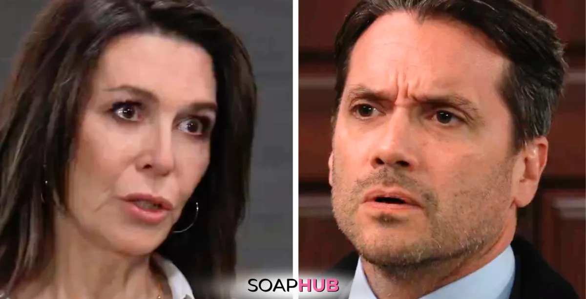 Dante confronts Anna in spoilers for the Friday, January 31 episode of General Hospital, with Soap Hub logo.