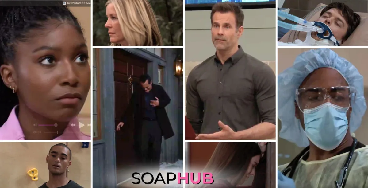 General Hospital spoilers preview collage for the week of January 13, 2025, with the Soap Hub logo