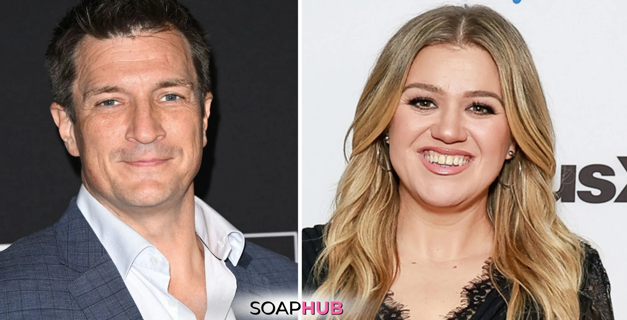 The Rookie Nathan Fillion and Kelly Clarkson with the Soap Hub logo.