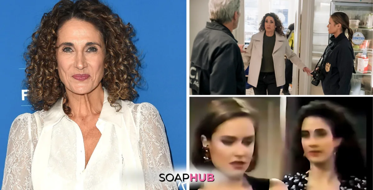 Guiding Light alum Melina Kanakaredes guest stars on NCIS, with Soap Hub logo.