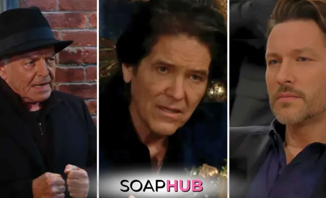 Young and the Restless January 2 Ian, Danny, Daniel with the Soap Hub logo.