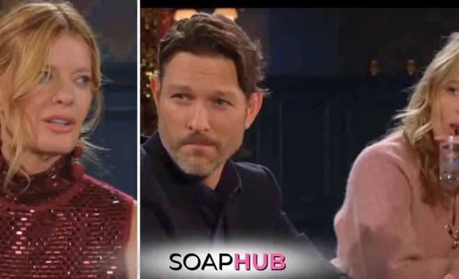 The Young and the Restless January 3 Phyllis, Daniel, and Summer with the Soap Hub logo.