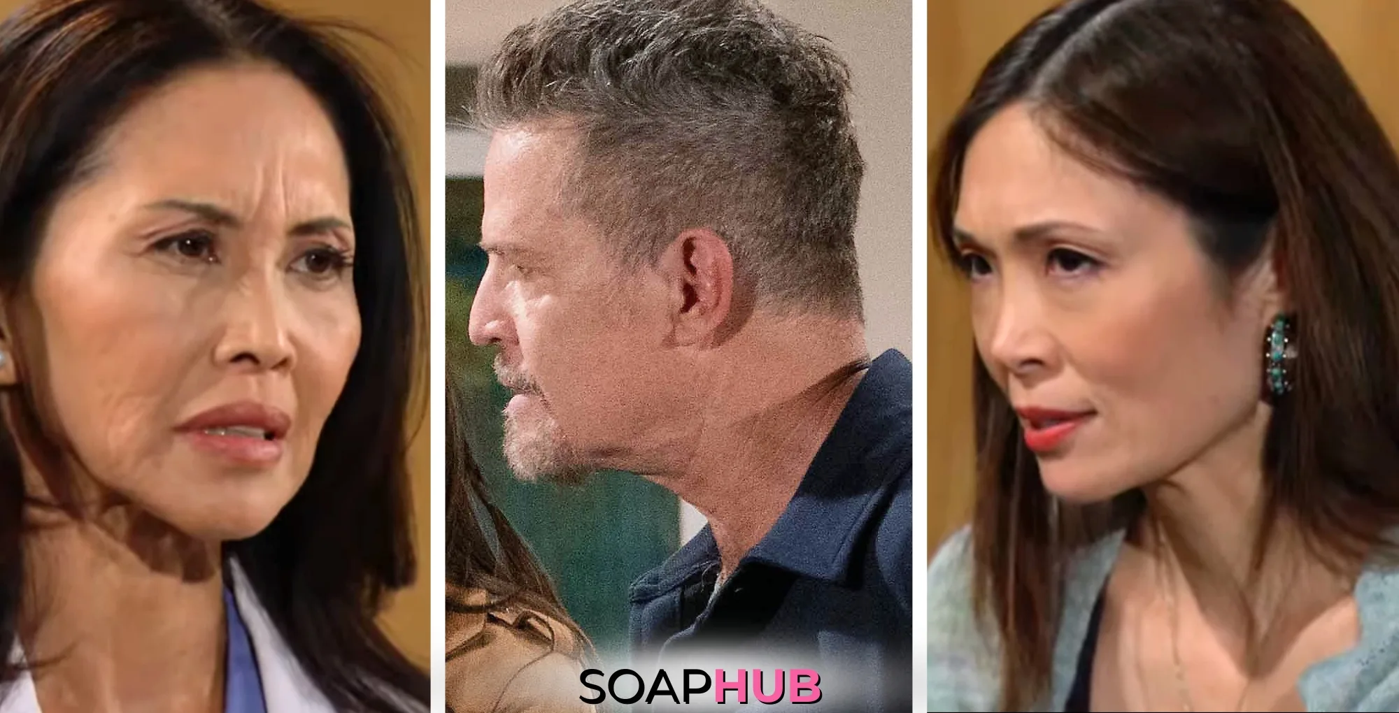 Weekly Bold and the Beautiful Must Watch Moments January 27-31 Li, Jack, and Poppy with the Soap Hub logo.