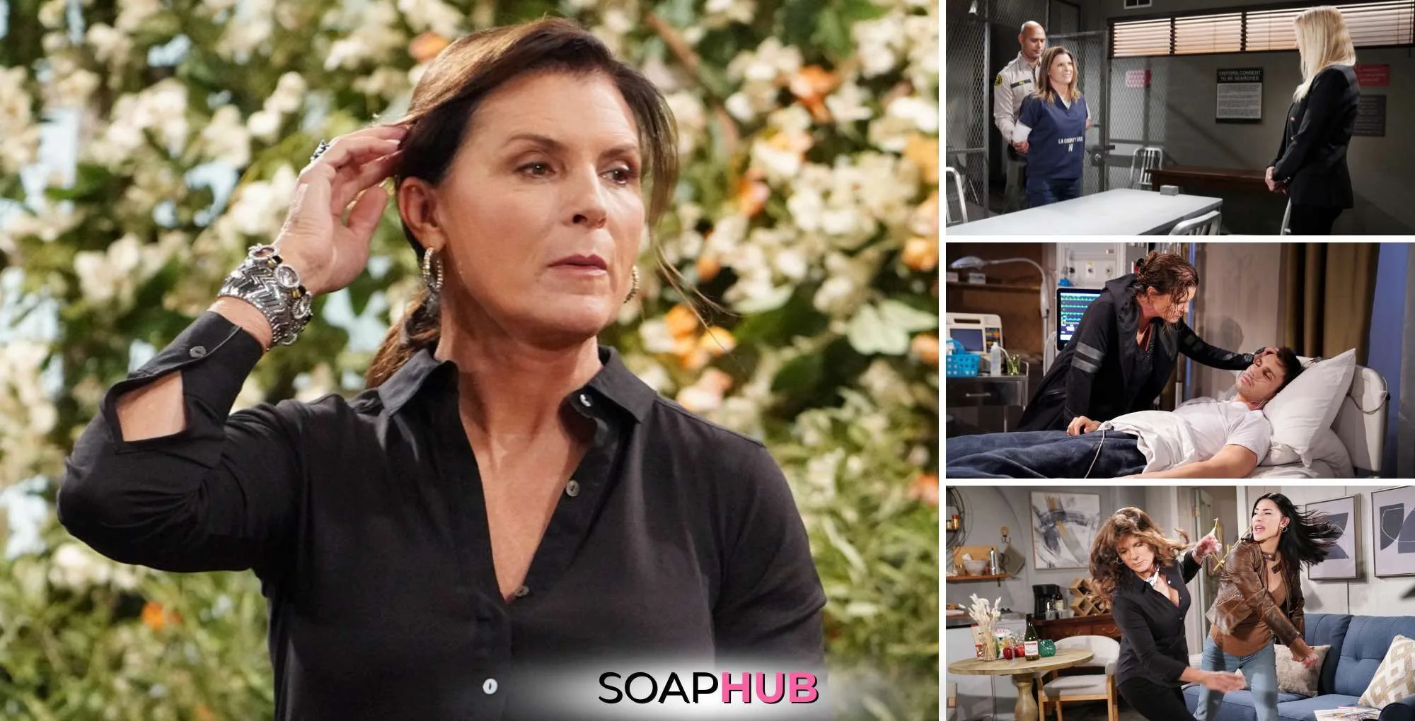 Bold and the Beautiful Sheila, Steffy, Finn, Brooke with the Soap Hub logo.