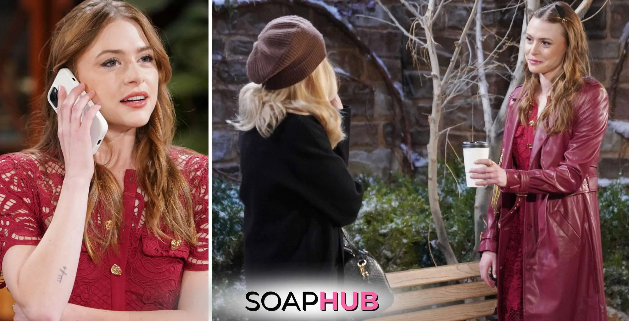 Young and the Restless Recap January 21 Claire and Jordan with the Soap Hub logo.