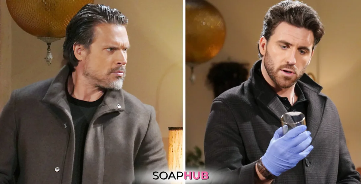 Young and Restless Spoilers January 21 Nick and Chance with the Soap Hub logo.