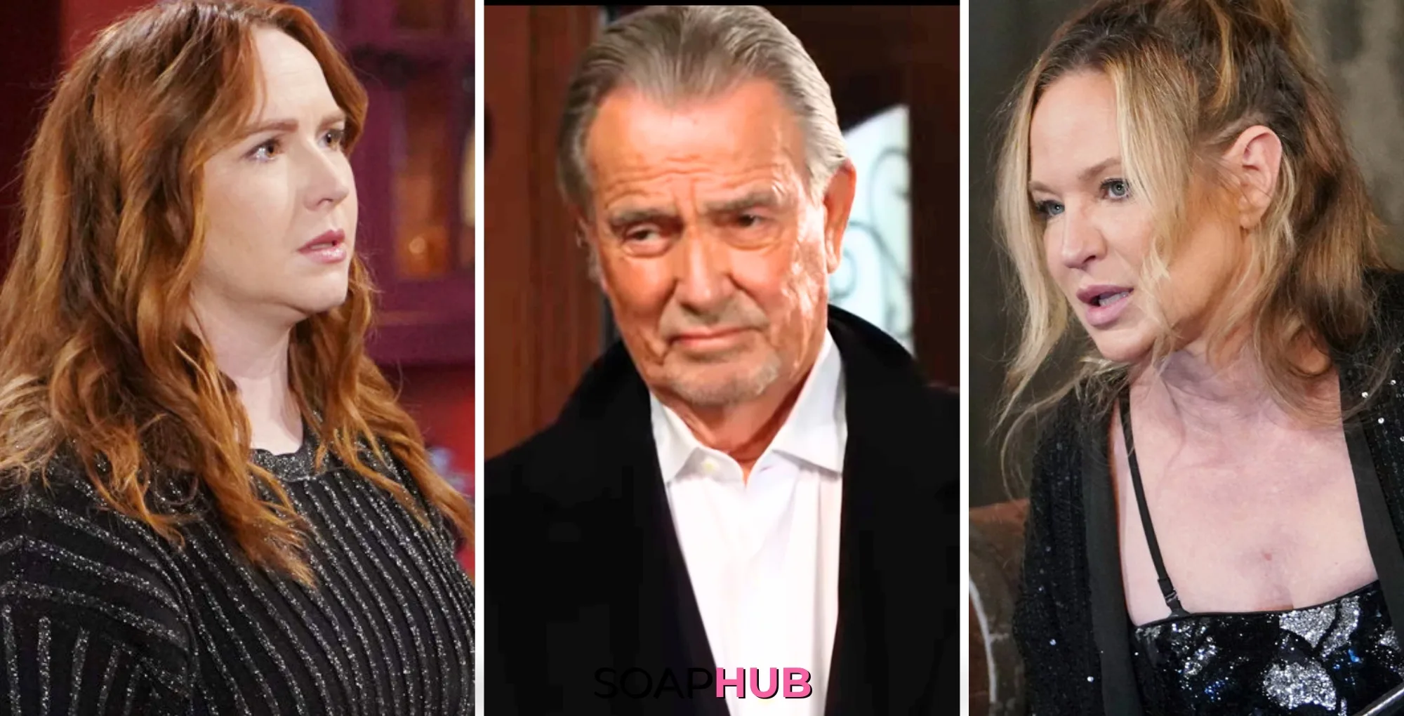 Mariah, Victor, and Sharon are featured players in The Young and the Restless Spoilers for the week of January 20-24, 2025, With Soap Hub logo