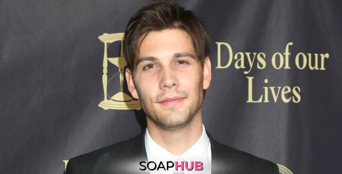 Days of our Lives Alum Casey Deidrick with the Soap Hub logo.