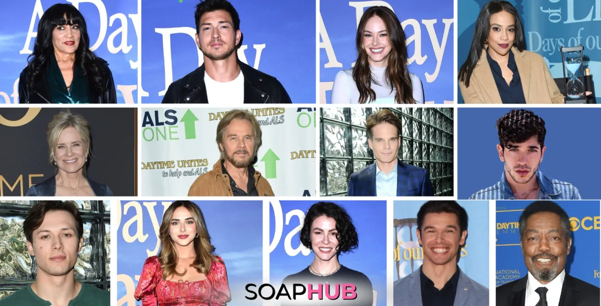 The cast of Days of Our Lives with the Soap Hub logo across the bottom.