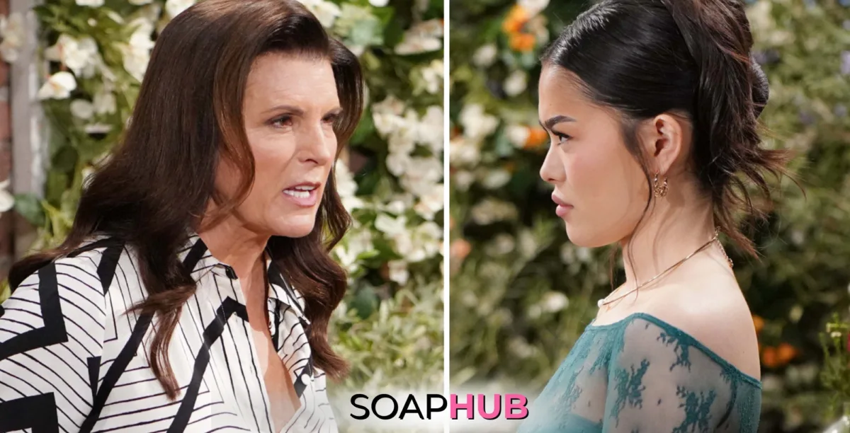 Bold and the Beautiful Sheila and Luna team up to destroy Sinn's family with the Soap Hub logo.