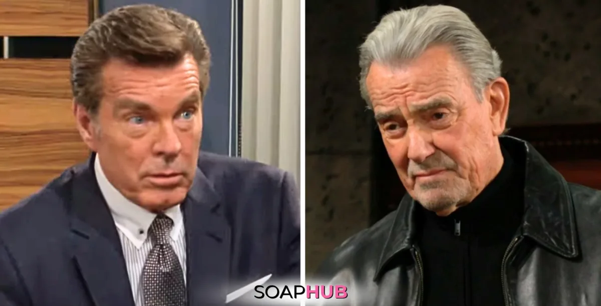 Young and Restless Spoilers March 13 Jack and Victor with the Soap Hub logo.