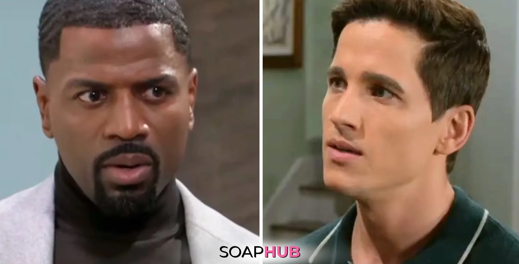 Beyond The Gates spoilers April 16 Ted and Smitty with the Soap Hub logo.