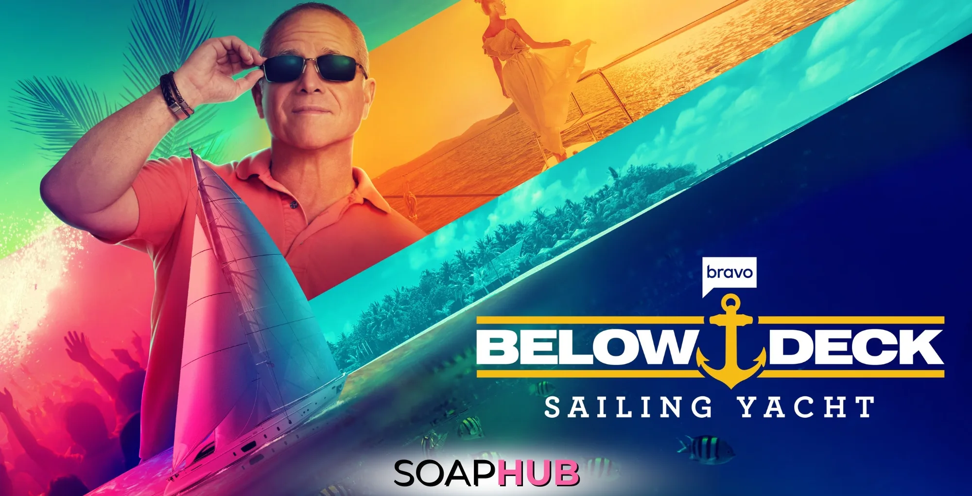 Below Deck Sailing Yacht logo with the Soap Hub logo.