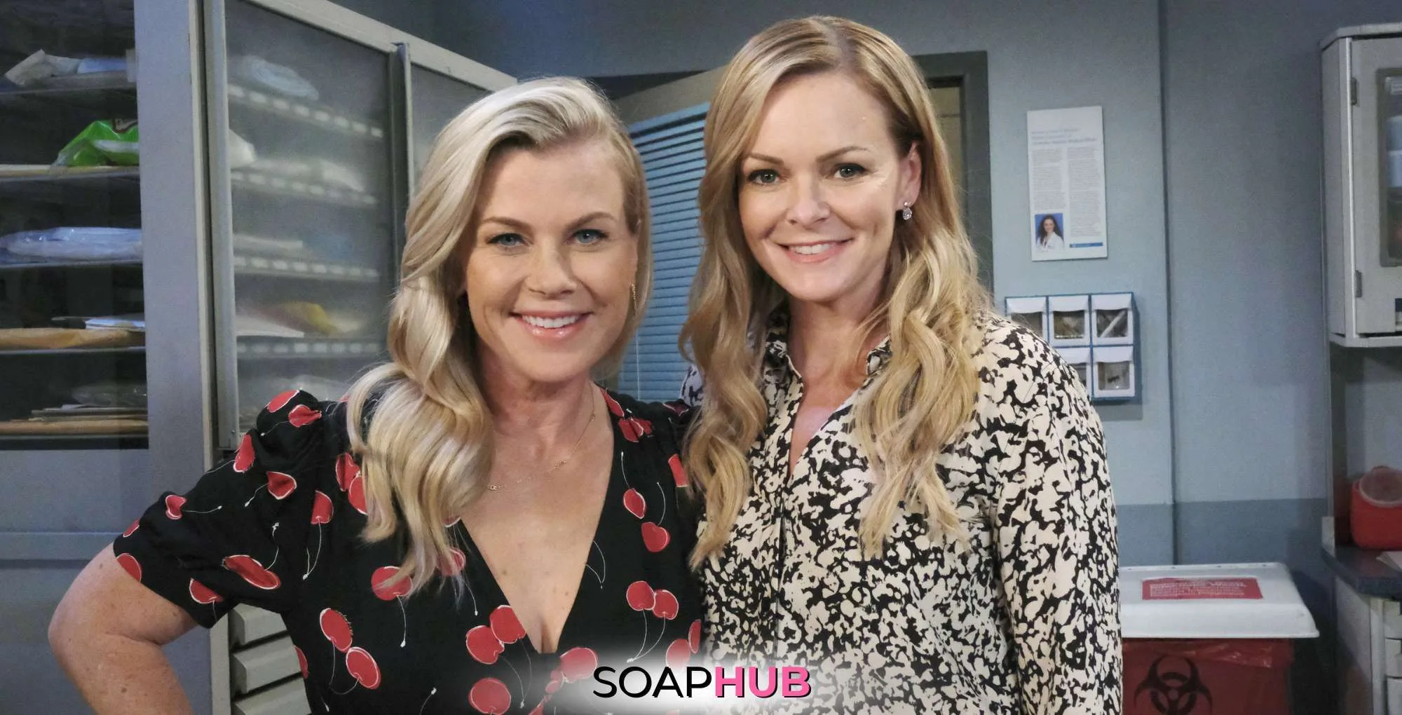 Days of our Lives Martha Madison and Alison Sweeney with the SoapHub logo.